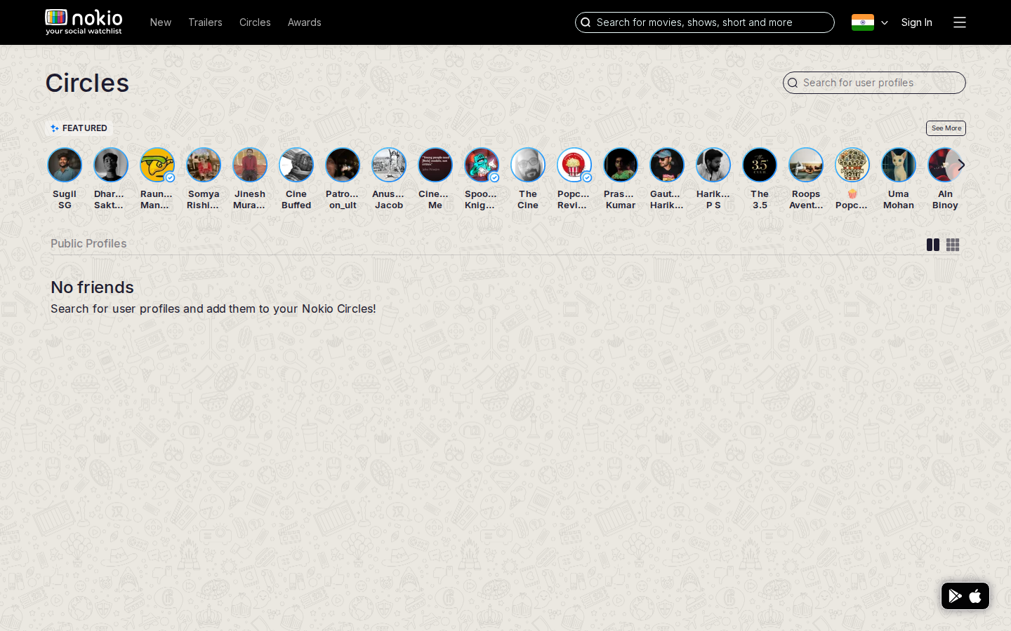 Circles friends signed out desktop